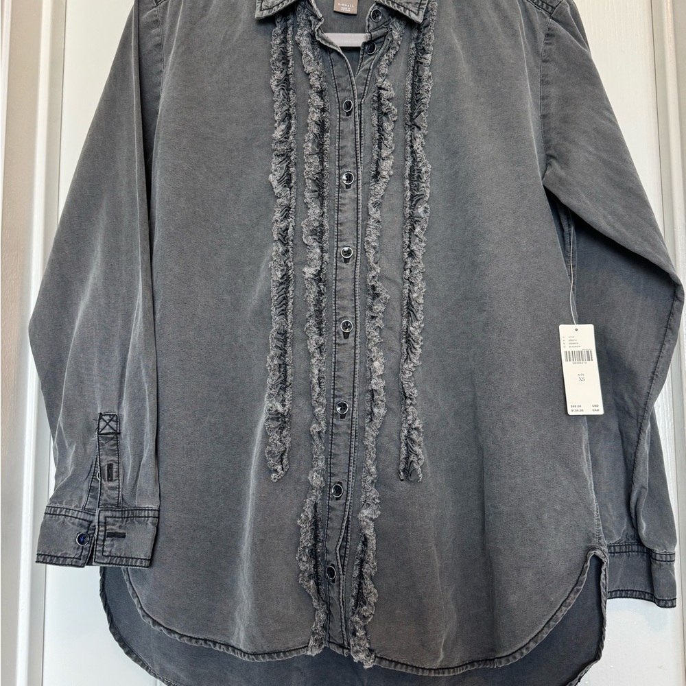 Pilcro Black Denim Button-Up Shirt